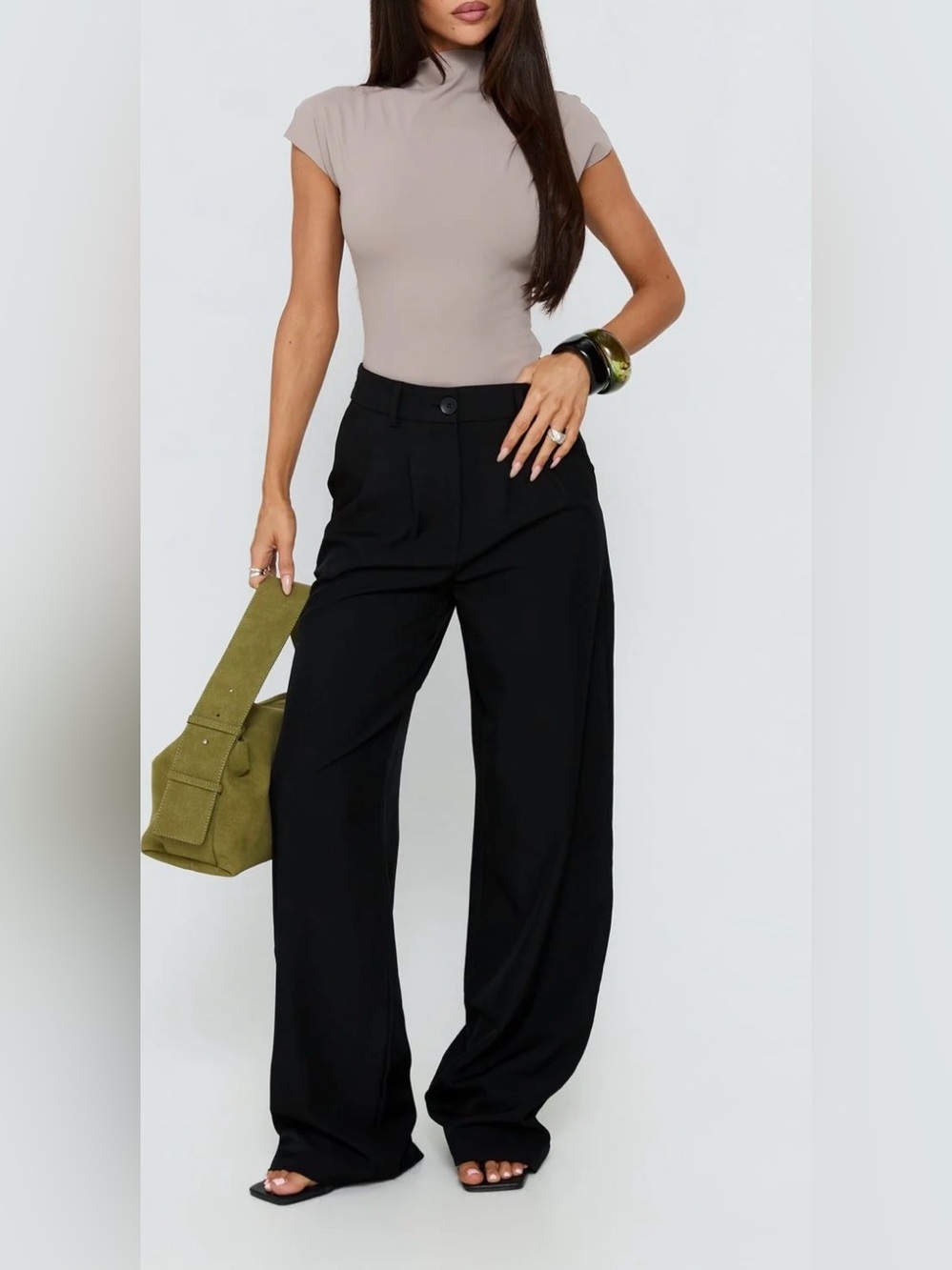 Princess Polly Black‎ High-Waist Wide Leg Pants Size 6